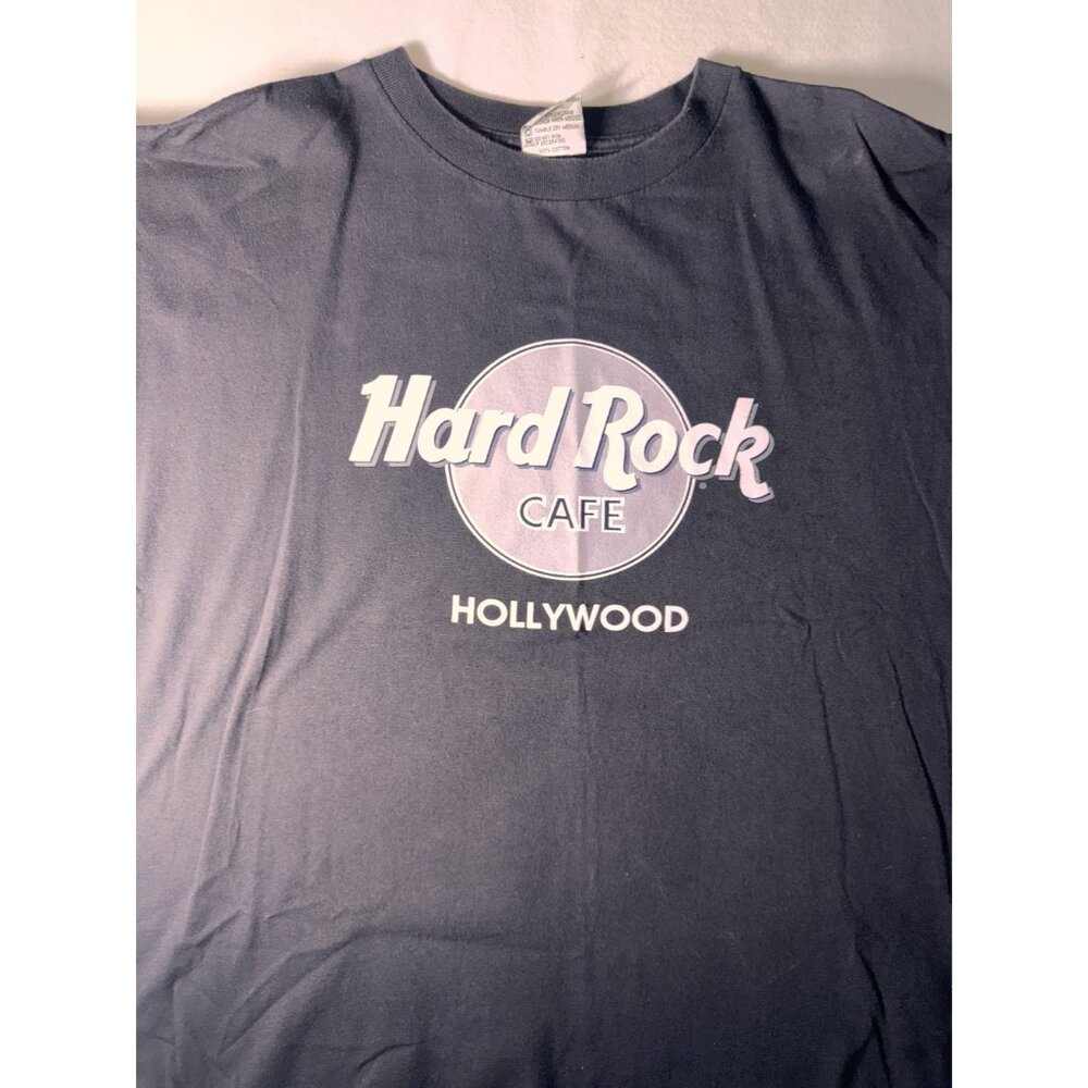 XL Black Hard Rock Cafe Hollywood original large logo Graphic T-Shirt USA - Picture 2 of 8